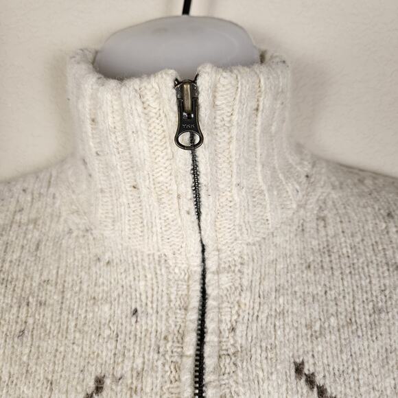 VTG Eddie Bauer Wool Sweater Women Full Zip Up Argyle Knit Beige Y2K Cabin Ski M - Picture 4 of 16